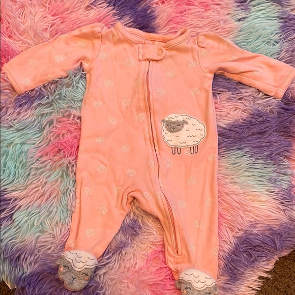 Carter's Pink Footies One Piece with Bird Appliqué - Picture 1 of 3